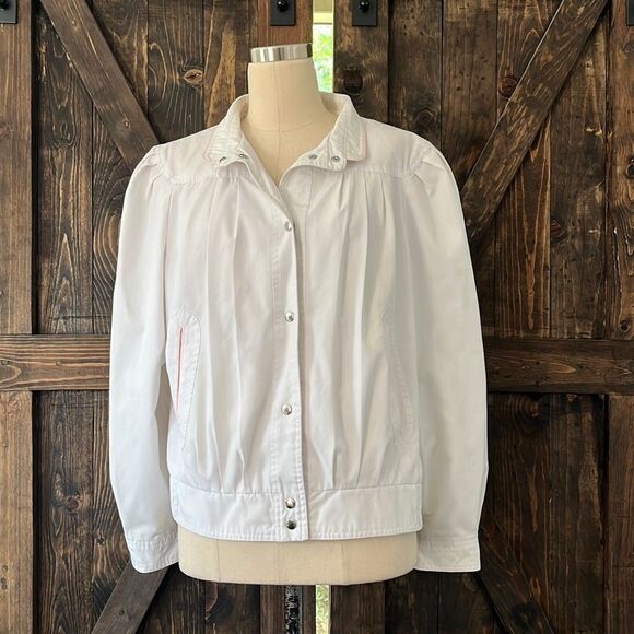New York Girl vintage 80s white shoulder snap button  light jacket Large - Picture 1 of 13